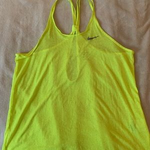 Nike Dri-fit neon yellow running top medium